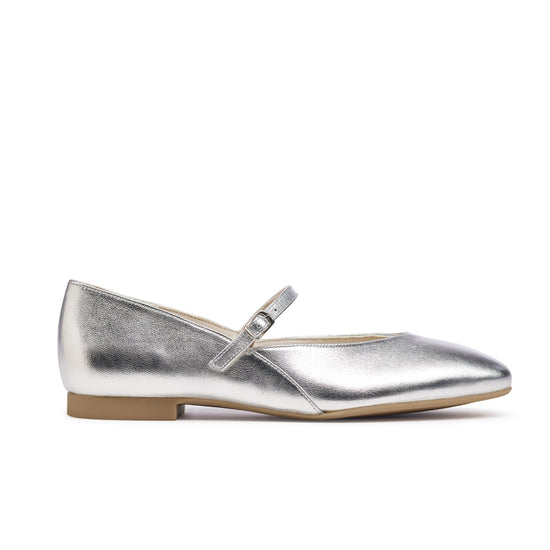 Vanna Mary Jane Flat Flat Paul Green Shoes 6.5 alu metallic nappa