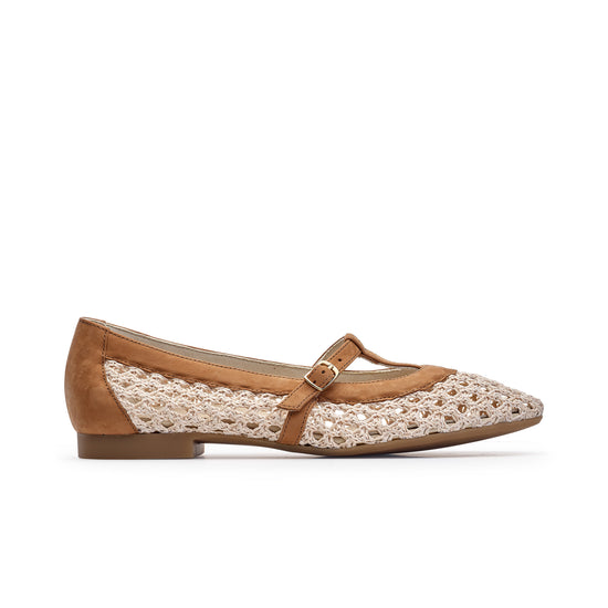 Anabele Flat Flat Paul Green Shoes 5.5 Royal Natural Sisal Nubuck