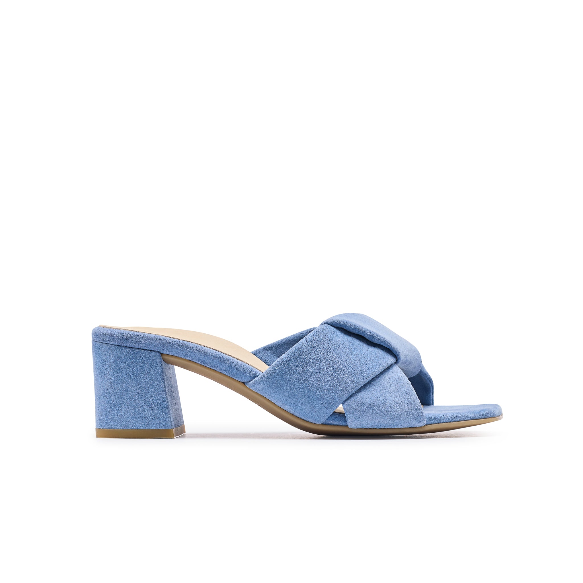Yasmin Heel in Denim Suede Stylish Mule Slide – Paulgreenshoes.com