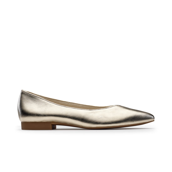 Tia Flat Flat Paul Green Shoes 5.5 Platino Metallic Nappa