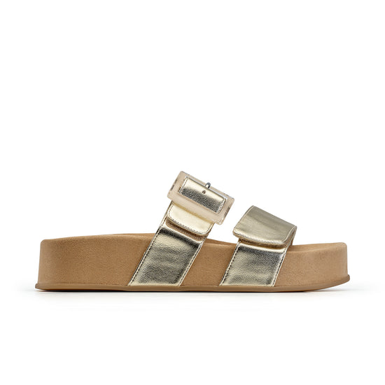 Aloha Slide Sandal Paul Green Shoes 6 Platino Metallic