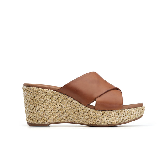 Ashley Wedge Sandal Paul Green Shoes 6 cognac leather
