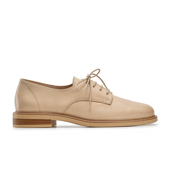 Womens Sand Natural Leather Oxford- Paul Green Shoes Dillon Oxford- Side View view 1