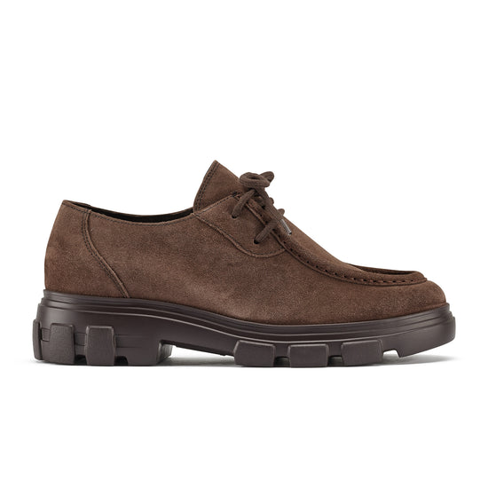 Womens Wood Suede Oxford- Paul Green Shoes Freemont Lug- Side View view 1