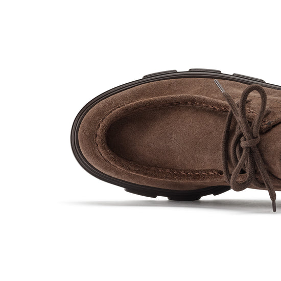 Womens Wood Suede Oxford- Paul Green Shoes Freemont Lug- Closeup Toebox View view 2