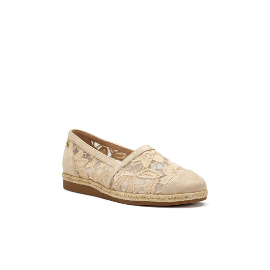 Womens Biscuit Suede Blossom Flat- Paul Green Shoes Danica Flat- 3/4 View view 3