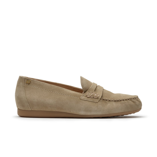 Womens Grain Soft Suede Loafer- Paul Green Shoes Emerson Loafer- Side View view 1