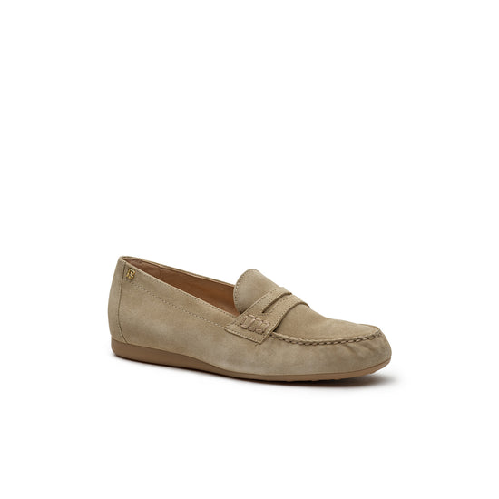 Womens Grain Soft Suede Loafer- Paul Green Shoes Emerson Loafer- 3/4 Angle View view 3