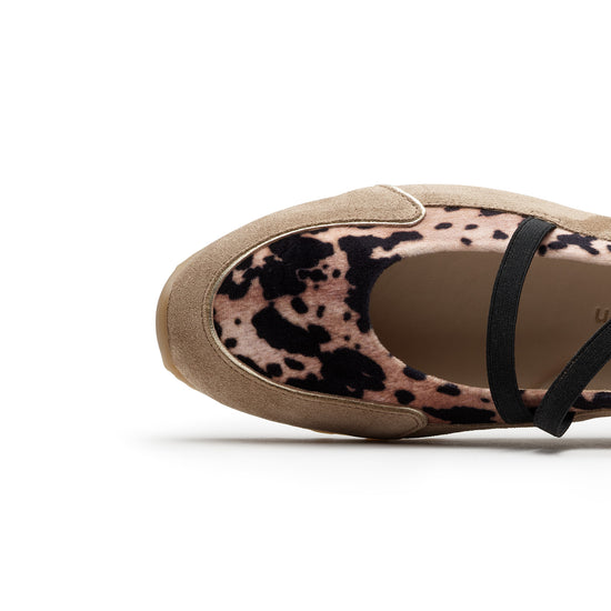 Womens Almond Sand Suede Flat- Paul Green Shoes Dynamic Flat- Close Up Toebox View view 2