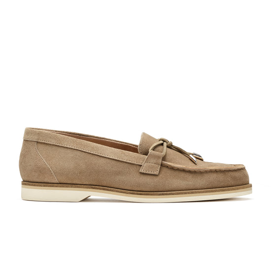 Womens Grain Soft Suede Flat- Paul Green Shoes Dusty Flat- Side View view 1