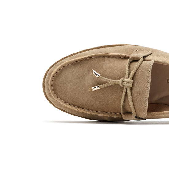 Womens Grain Soft Suede Flat- Paul Green Shoes Dusty Flat- Closeup Toebox View view 2