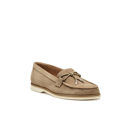 Womens Grain Soft Suede Flat- Paul Green Shoes Dusty Flat- 3/4 View view 3