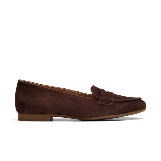 Womens Cacao Suede Loafer- Paul Green Shoes Dottie Flat- Side View view 1