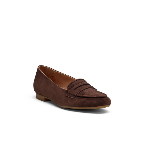 Womens Cacao Suede Loafer- Paul Green Shoes Dottie Flat- 3/4 View view 3