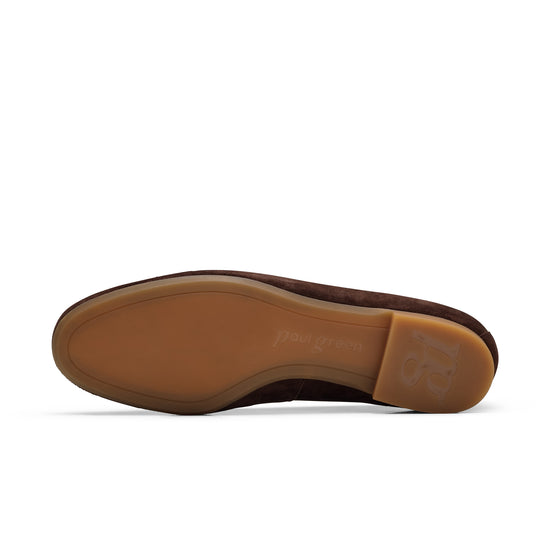 Womens Cacao Suede Loafer- Paul Green Shoes Dottie Flat- Bottom Sole View view 4