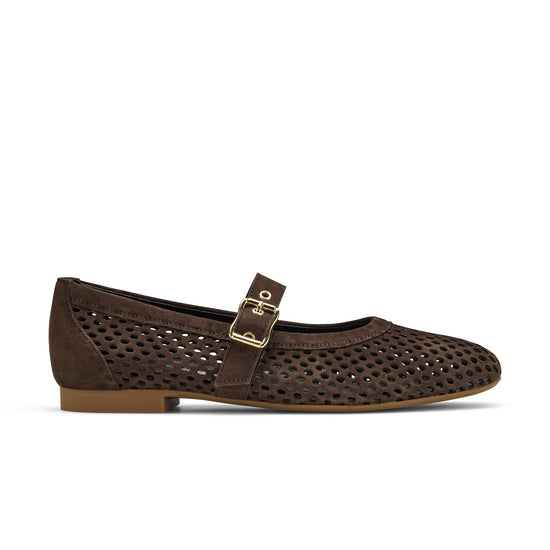 Womens Moro Suede Flat- Paul Green Shoes Dana Flat- Side View view 1