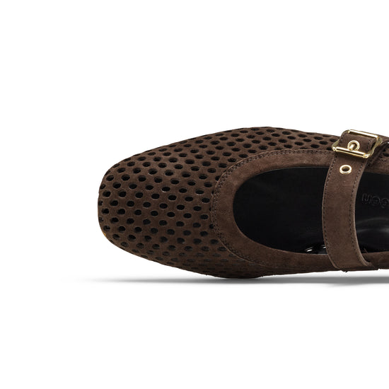 Womens Moro Suede Flat- Paul Green Shoes Dana Flat- Closeup of Toe Box View view 2