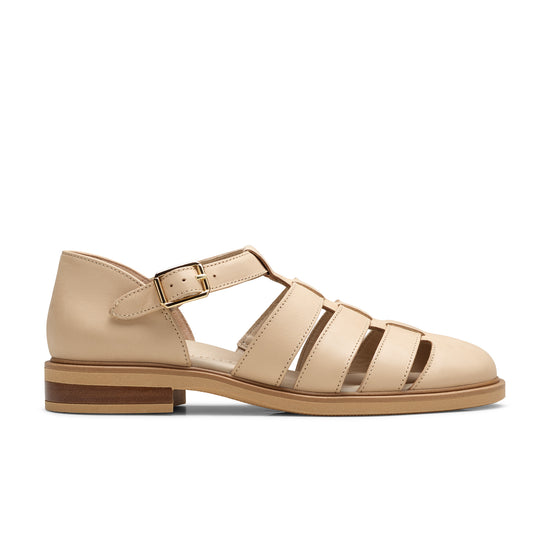 Womens Sand Leather Sandal- Paul Green Shoes Eris Sandal- Side View view 1
