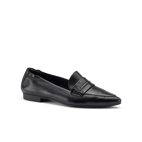 Womens Black Leather Loafer- Paul Green Shoes Ferara Loafer- 3/4 View view 3
