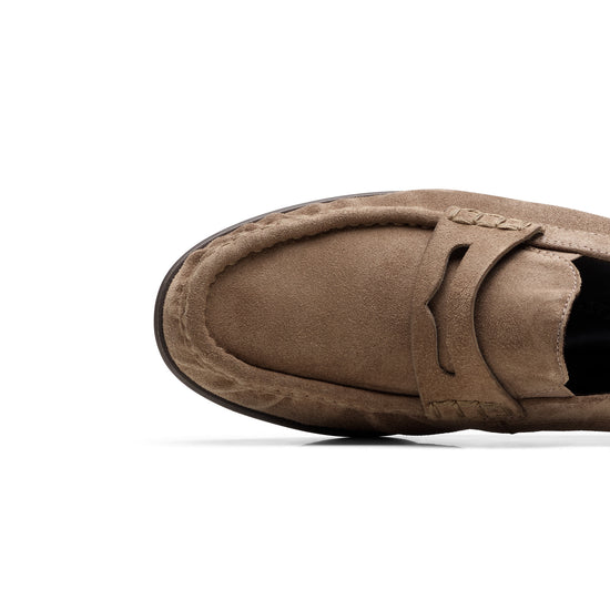 Womens Antelope Suede Loafer- Paul Green Shoes Emmy Loafer- Closeup Toebox View view 2