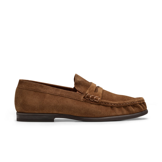 Womens Toffee Soft Suede Loafer- Paul Green Shoes Emmy Loafer- Side View view 1