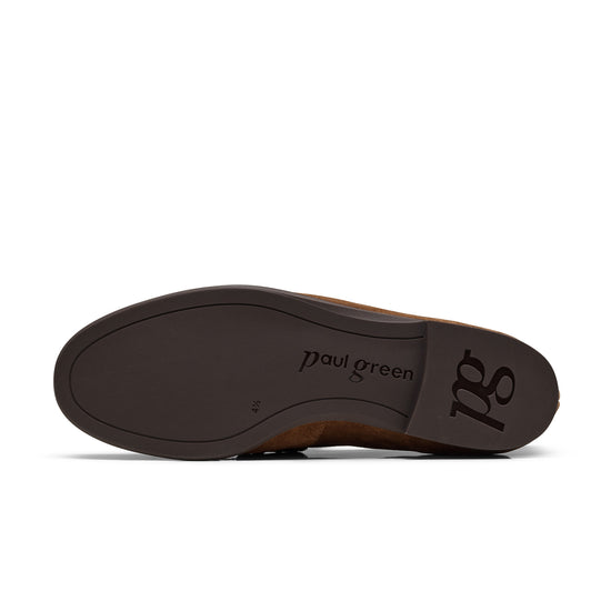 Womens Toffee Soft Suede Loafer- Paul Green Shoes Emmy Loafer- Bottom Sole View view 4