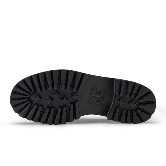 Womens Black Crinkled Patent Lug Loafer- Paul Green Felix Lug Loafer- Bottom of Sole View view 4