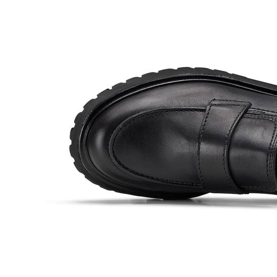 Womens Black Leather Loafer- Paul Green Friendly Loafer- Closeup Toe Box View view 2