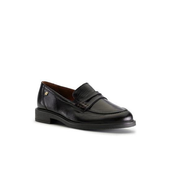 Womens Brown Leather Loafer- Paul Green Flora Loafer- 3/4 Angle View view 3