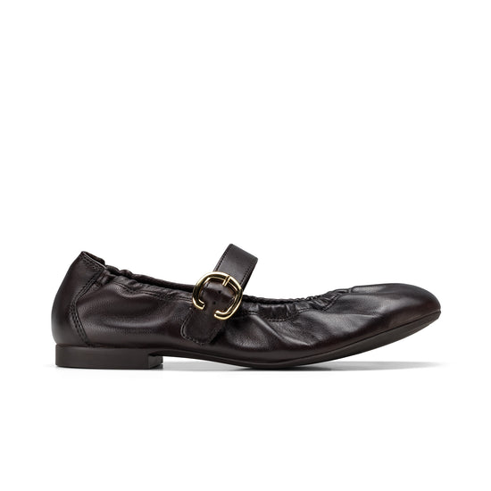 Womens Brown Leather Flat- Paul Green Ferguson Flat- Side Profile View view 1