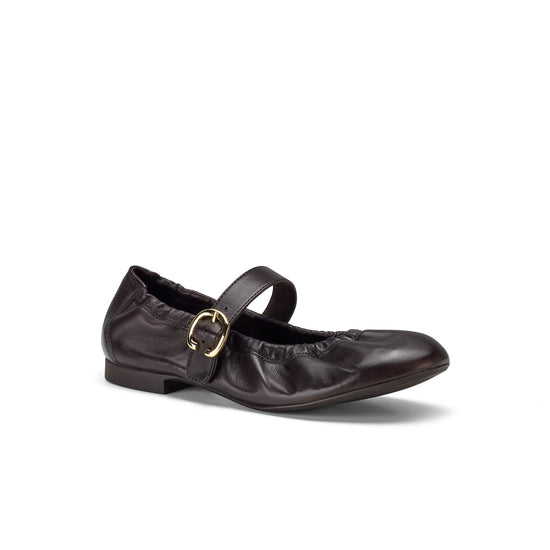 Womens Brown Leather Flat- Paul Green Ferguson Flat- 3/4 Angle View view 3