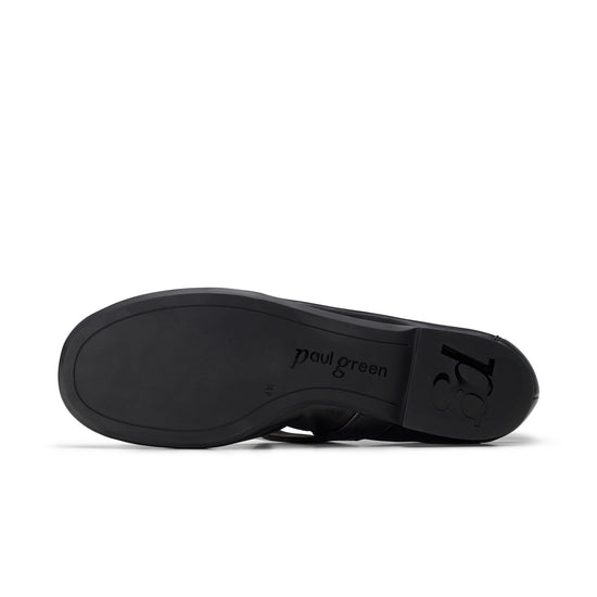 Womens Black Leather Flat- Paul Green Ferguson Flat- Bottom of Sole View view 4