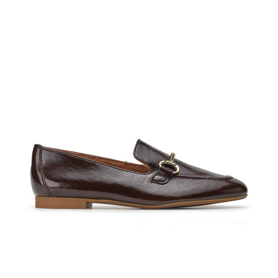 Daphne Flat Flat Paul Green Shoes 5.5 Moro Glossy Leather