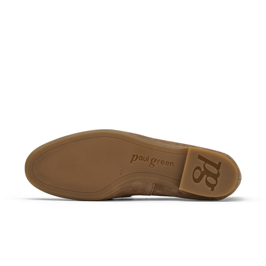 Womens Nut Suede Flat- Paul Green Shoes Daphne Flat- Bottom Sole View view 4