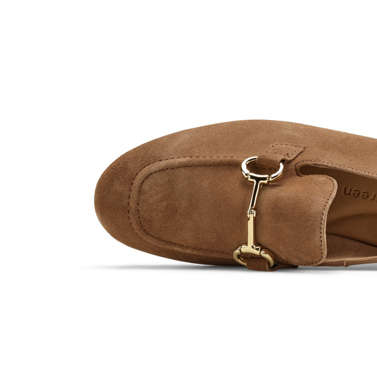 Womens Nut Suede Loafer - Paul Green Faith Loafer - Closeup Toe Box View view 2
