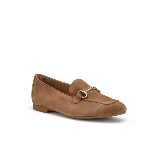 Womens Nut Suede Loafer - Paul Green Faith Loafer - 3/4 Angle View view 3