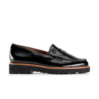 Paul Green Shoes Carmel Loafer6 Black Crinkled Patent
