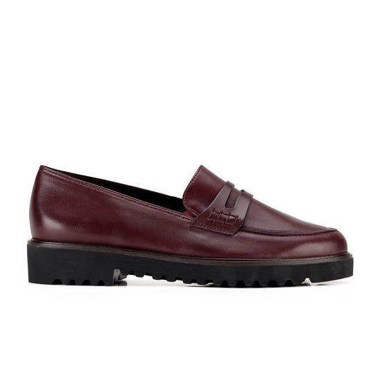 Womens Bordo Leather Loafers- Paul Green Carmel Loafer- Side Profile View view 1