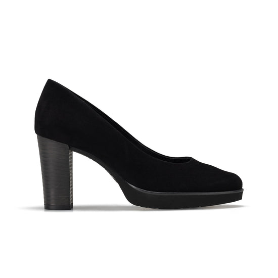 Womens Black Suede Pump- Paul Green Finley Pump- Side Profile View view 1