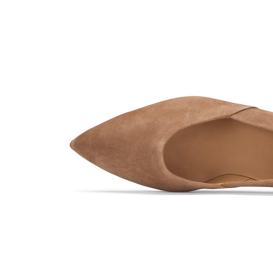 Womens Nut Suede Pump- Paul Green Fauna Pump- Closeup Toe Box View view 2