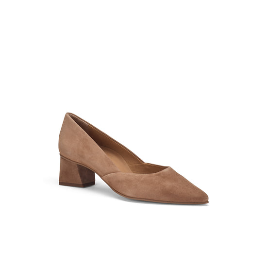Womens Nut Suede Pump- Paul Green Fauna Pump- 3/4 Angle View view 3