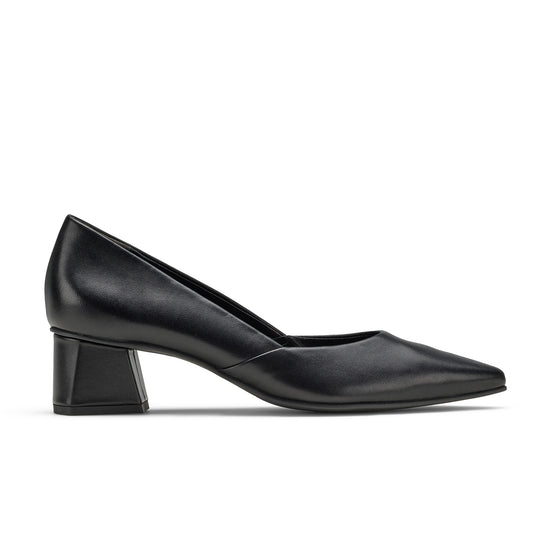 Womens Black Leather Pump- Paul Green Fauna Pump- Side Profile View view 1
