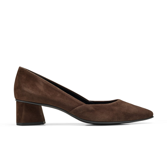 Womens Brown Suede Pump- Paul Green Fauna Pump- Side Profile View view 1