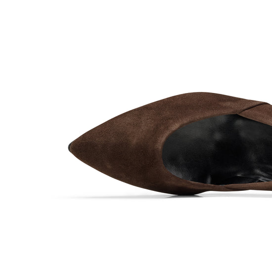 Womens Brown Suede Pump- Paul Green Fauna Pump- Closeup Toe Box View view 2