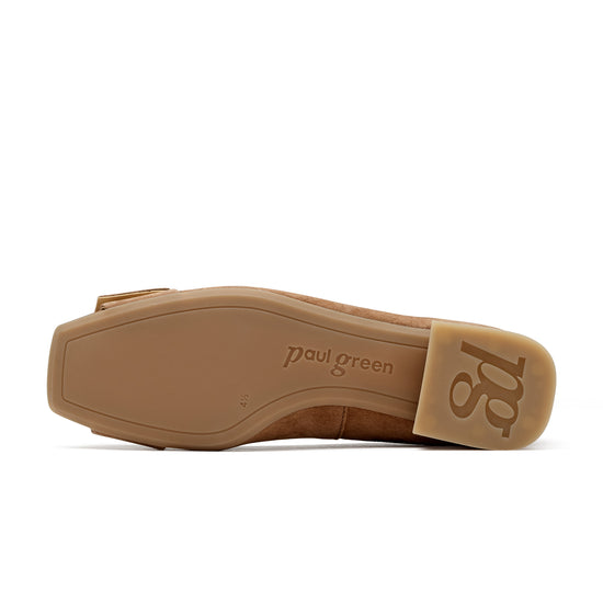 Womens Nut Suede Flat- Paul Green Shoes Devony Flat- Bottom Sole View view 4