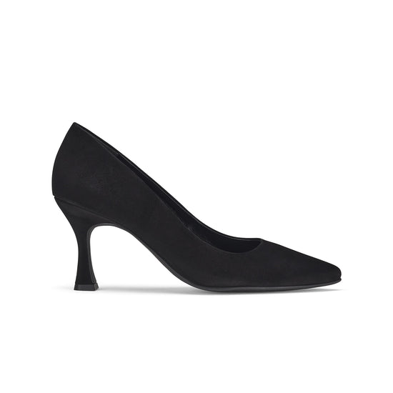 Womens Black Suede Pump- Paul Green Shoes Diana Pump- Side View view 1
