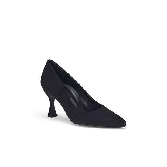 Womens Black Suede Pump- Paul Green Shoes Diana Pump- 3/4 View view 3
