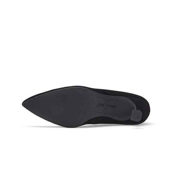 Womens Black Suede Pump- Paul Green Shoes Diana Pump- Bottom Sole View view 4