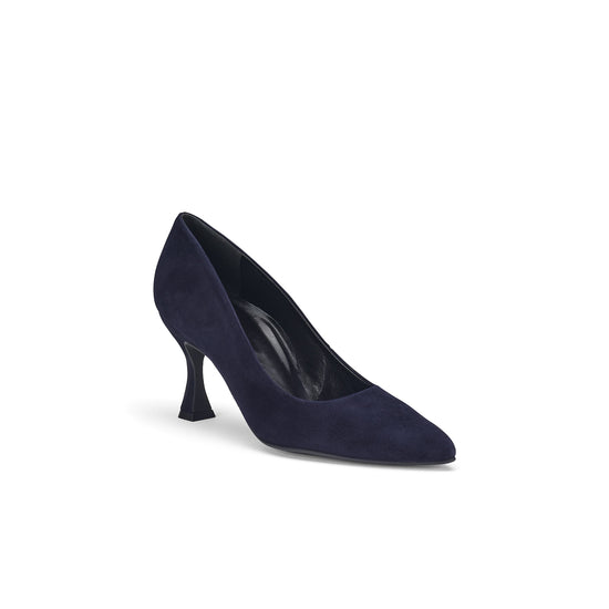 Womens Blue Suede Pump- Paul Green Shoes Diana Pump- 3/4 View view 3