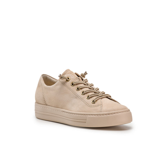 Womens Biscuit Suede Sneaker- Paul Green Shoes Hadley Sneaker- 3/4 View view 3